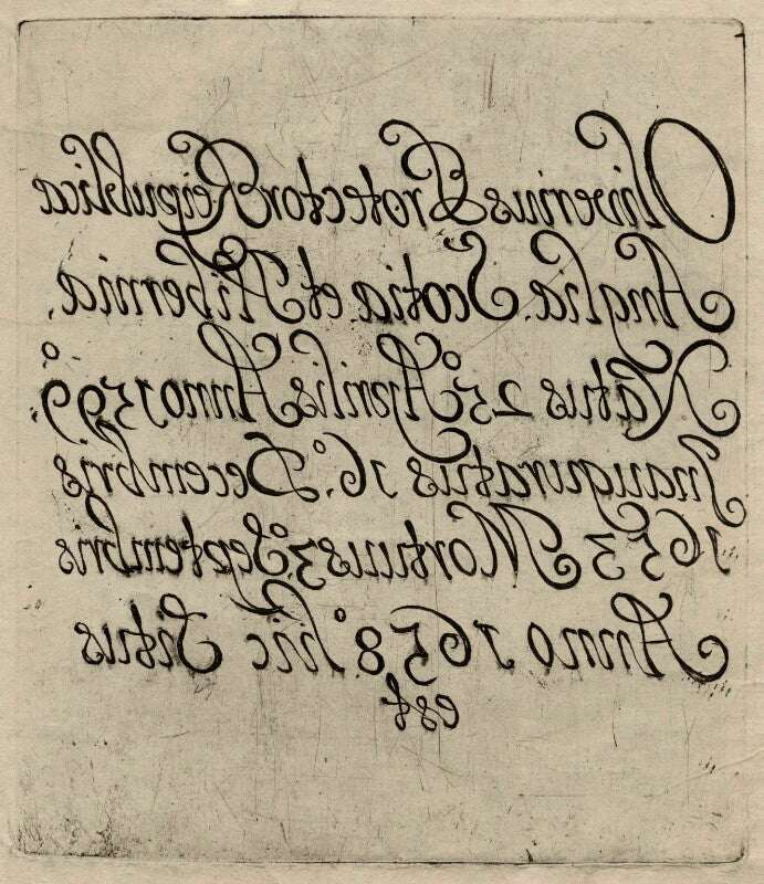 Inscription taken from the coffin of oliver cromwell npg d28704