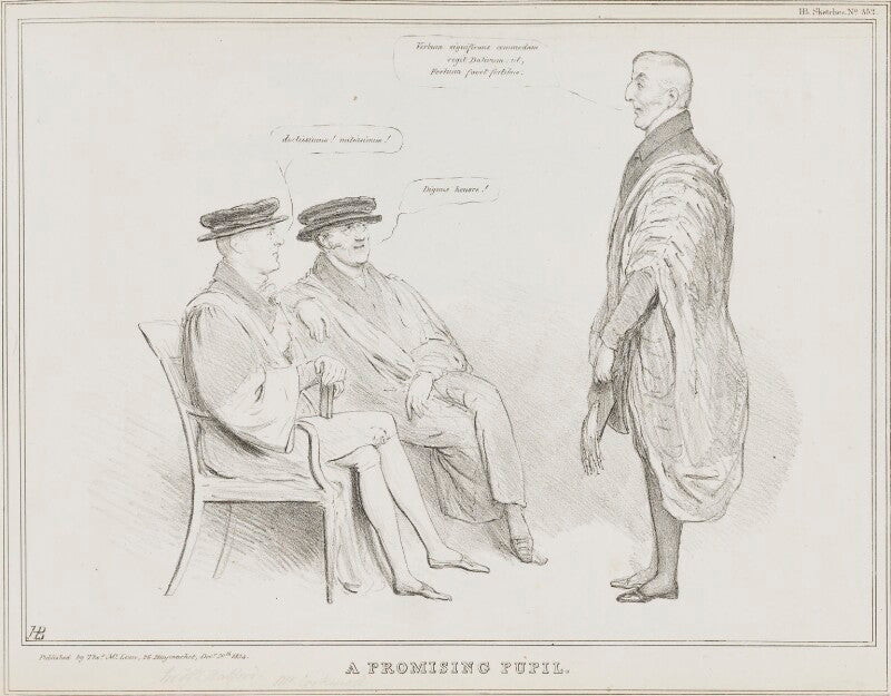 A promising pupil (sir henry halford, 1st bt; john wilson croker; arthur wellesley, 1st duke of wellington) npg d41286