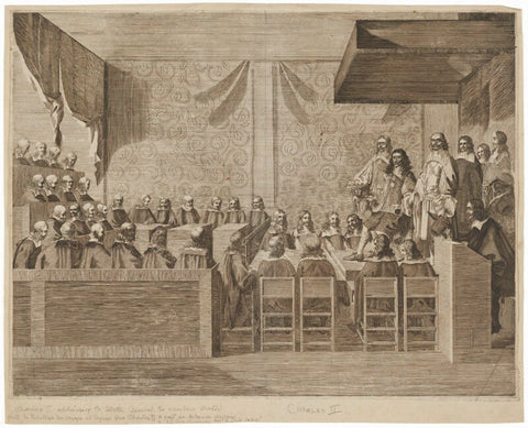 Charles II addressing the States General, the members seated (King Charles II) NPG D32322