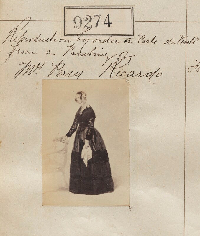 Mrs percy ricardo ('reproduction by order in 'carte de visite' from a painting of mrs percy ricardo') npg ax59095