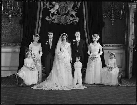 George Lascelles, 7th Earl of Harewood and Marion Stein with wedding party NPG x97327