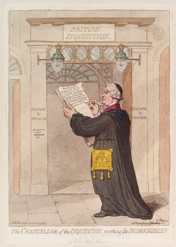 Edmund burke ('the chancellor of the inquisition marking the incorrigibles') npg d12473