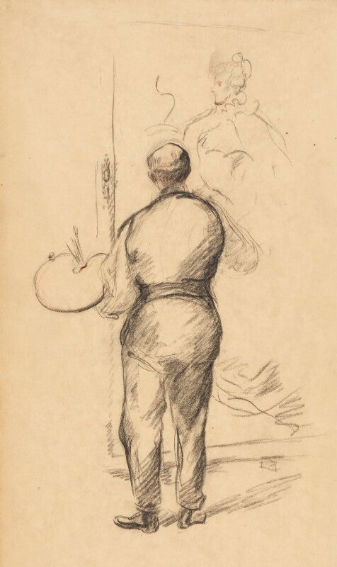 Back view of an unknown artist painting portrait of a woman npg 3072(2)