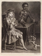 Man playing pipe with a dancing dog NPG D11788