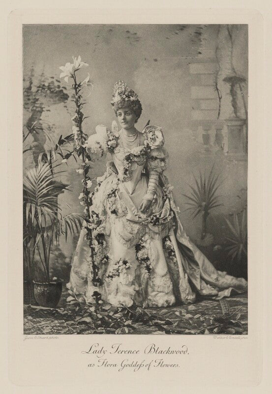 Florence (née davis), marchioness of dufferin and ava (later countess howe) when lady terence blackwood as flora goddess of flowers npg ax41038