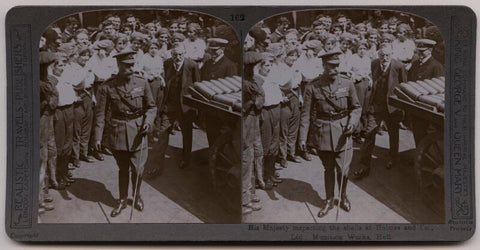 'His Majesty inspecting the shells at Holmes and Co., Ltd., Munitions Works, Hull' NPG x26380