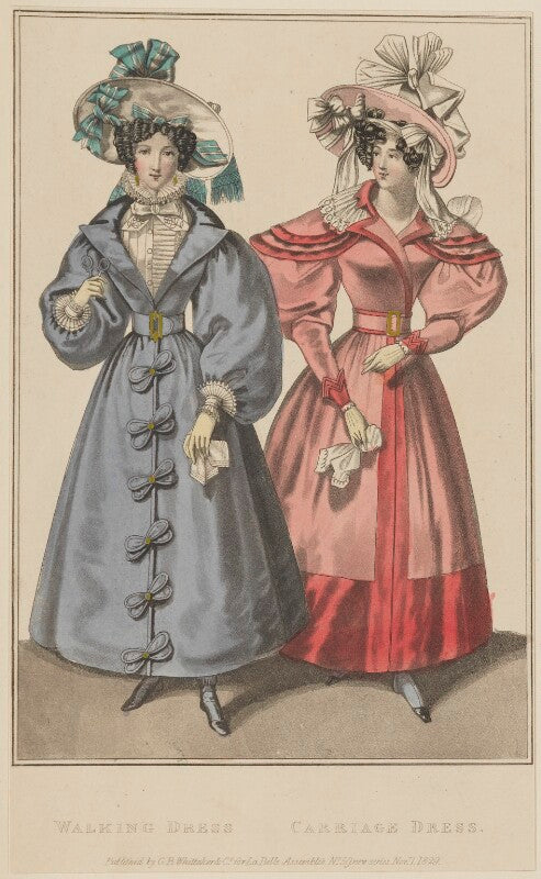 French fashions, november 1829. 'walking dress. carriage dress' npg d47651