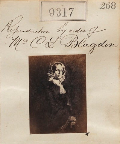 'Reproduction by order of Mrs C L Blagdon' NPG Ax59130