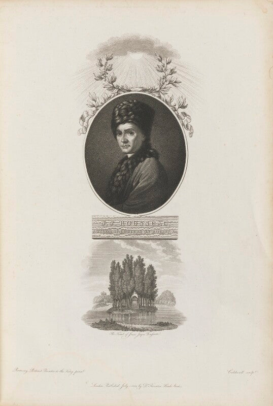 Jean jacques rousseau with 'the tomb of jean jaque rousseau' npg d34340