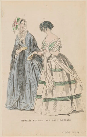 'Morning visiting and ball dresses', July 1844 NPG D47938