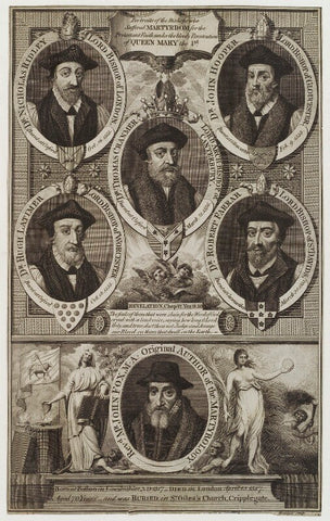 'Portraits of the bishops who suffered martyrdom for the Protestant faith under the bloody persecution of Queen Mary I' NPG D20135