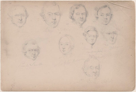 Lucie; Charles Smith; Mrs Giles Dickenson; Moore; Mr Dickenson; Gibson and three unknown sitters NPG D23313(64)