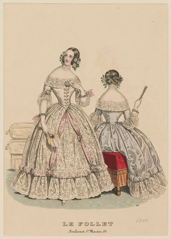 Ball and dinner dresses, September 1840 NPG D47863