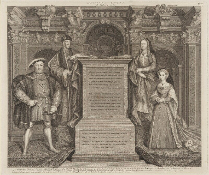 King henry viii; king henry vii; elizabeth of york; jane seymour npg d42238
