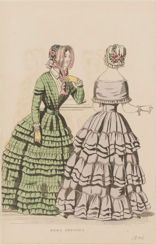 'home dresses', september 1845 (home dress and home dinner dress) npg d47956