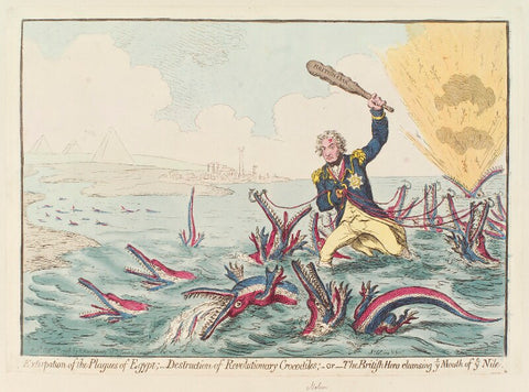 Horatio Nelson ('Extirpation of the plagues of Egypt; - destruction of revolutionary crocodiles; - or - the British hero cleansing ye mouth of ye Nile') NPG D12660
