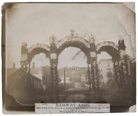 'Railway Arch, Port Hope, C.W., erected in honour of H.R.H. Prince of Wales' NPG x136866