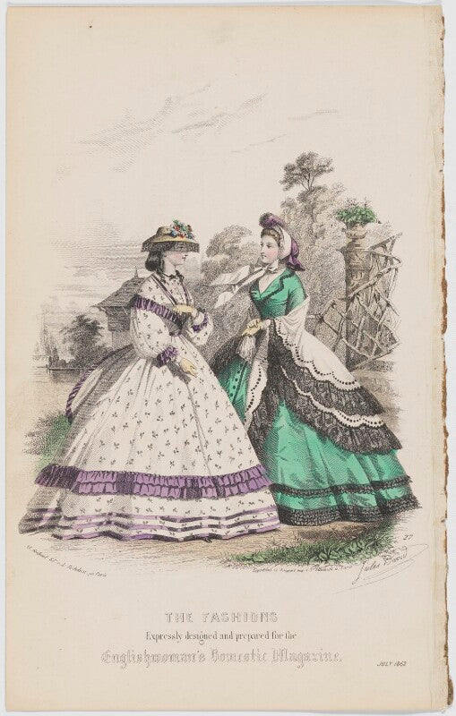'the fashions'. exhibition and country or seaside dress, july 1862 npg d47997