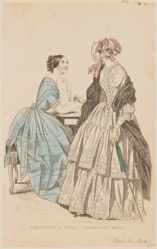 'demi toilet and public promenade dresses', october 1844 npg d47937