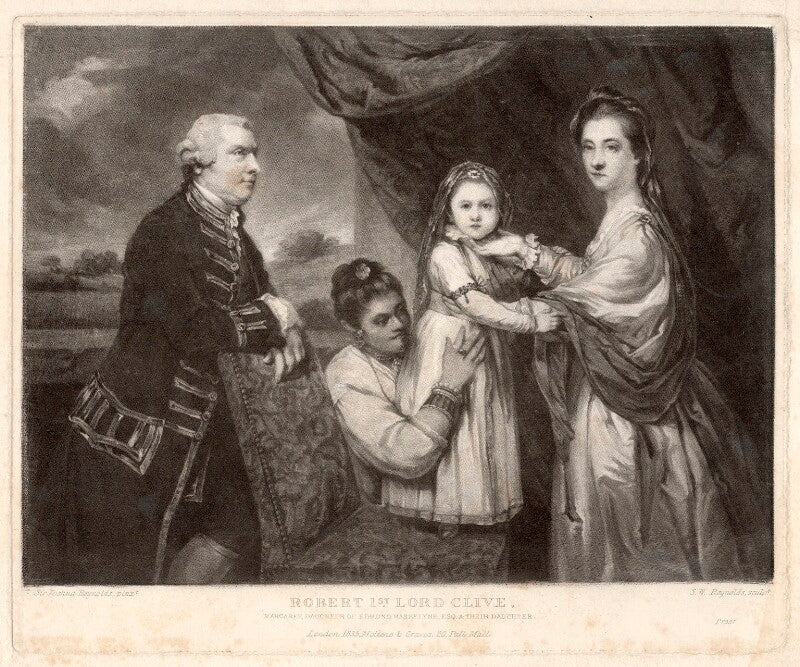 'tysoe saul hancock, his wife philadelphia, their daughter elizabeth and their indian maid clarinda' (tysoe saul hancock; philadelphia hancock (née austen); elizabeth capot (née hancock, later austen), comtesse de feuillide; clarinda) npg d1481