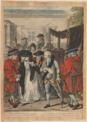 'Margaret Nicholson attempting to assassinate his Majesty King George III' (Margaret Nicholson; King George III) NPG D14894