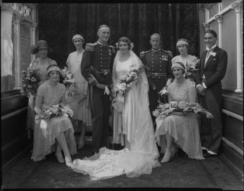 Edward russell gibson, 3rd baron ashbourne, reta frances manning (née hazeland), lady ashbourne and wedding party npg x184617
