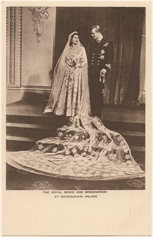 'The Royal Bride and Bridegroom at Buckingham Palace' (Queen Elizabeth II; Prince Philip, Duke of Edinburgh) NPG x193059