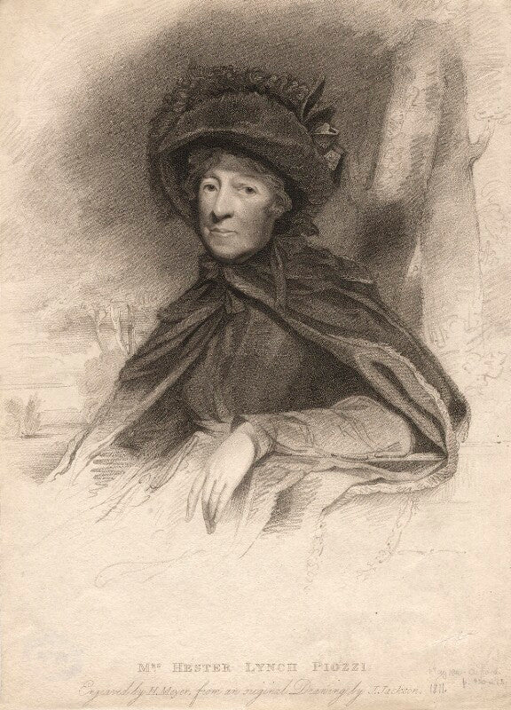 Hester lynch piozzi (née salusbury, later mrs thrale) npg d13807