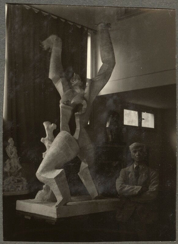 Ossip zadkine with 'the destroyed city' npg ax134317