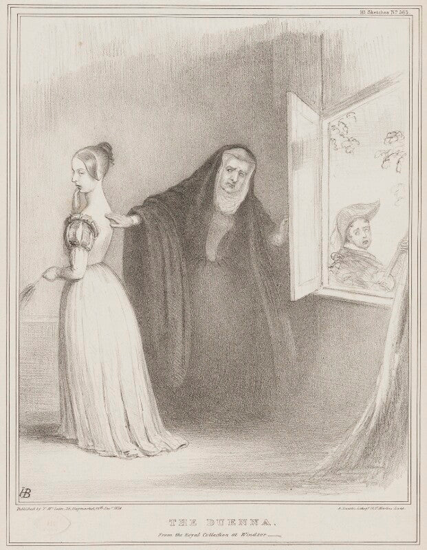 The duenna (queen victoria; william lamb, 2nd viscount melbourne; john george lambton, 1st earl of durham) npg d41499