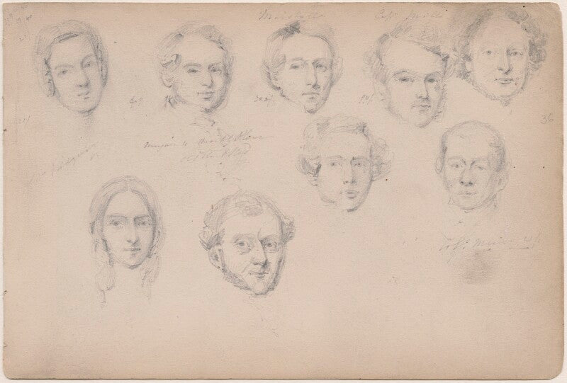 Mrs ridgway; morgan; marshall; captain mill and five unknown sitters npg d23313(66)