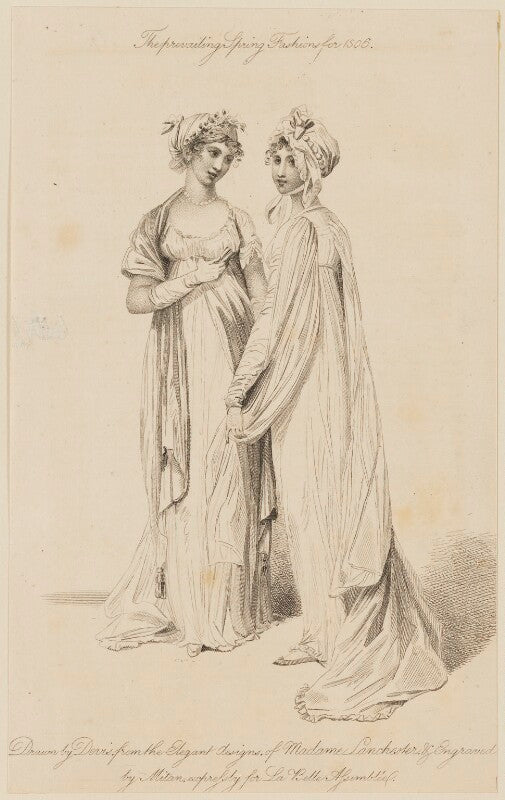 'the prevailing spring fashions for 1806...the elegant designs of madame lanchester' npg d47494