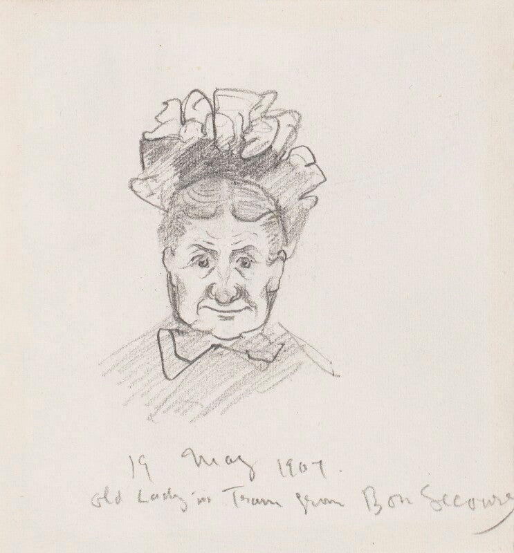 'old lady in tram from bon secours' (unknown woman) npg d43087