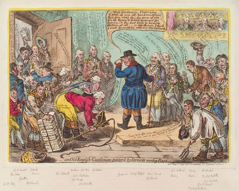 'an old english gentleman pester'd by servants wanting places' npg d12922