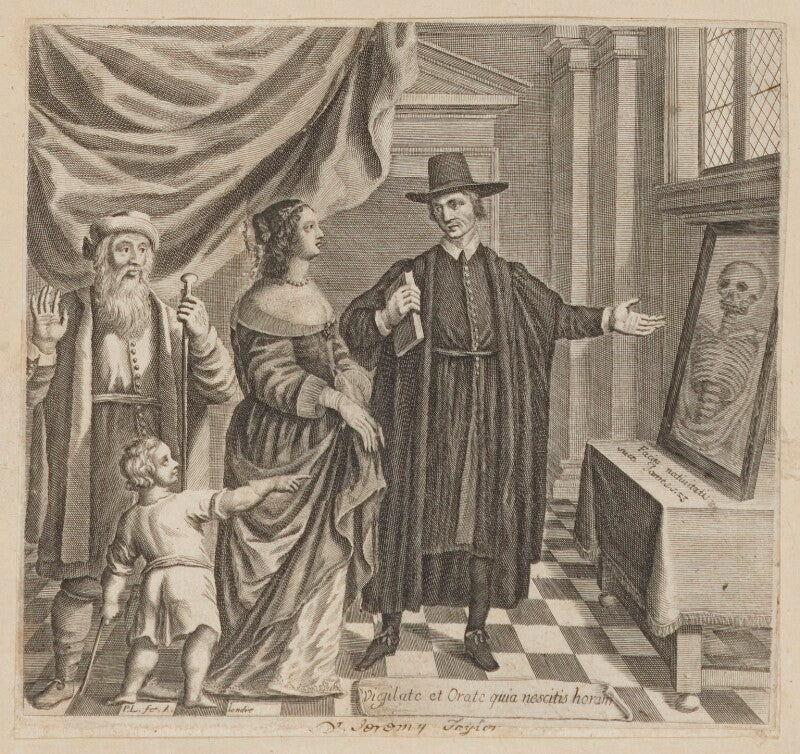 Jeremy taylor with figures representing youth, maturity and old age npg d40844