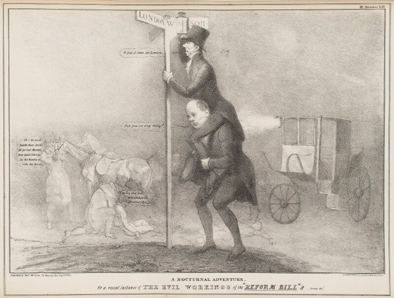 A nocturnal adventure, or a recent instance of the evil workings of the "reform bills"'s (strong ale) npg d41086