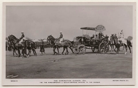 'The Coronation Durbar, 1911. T.M. The King-Emperor & Queen-Empress Driving to the Durbar' NPG x193183