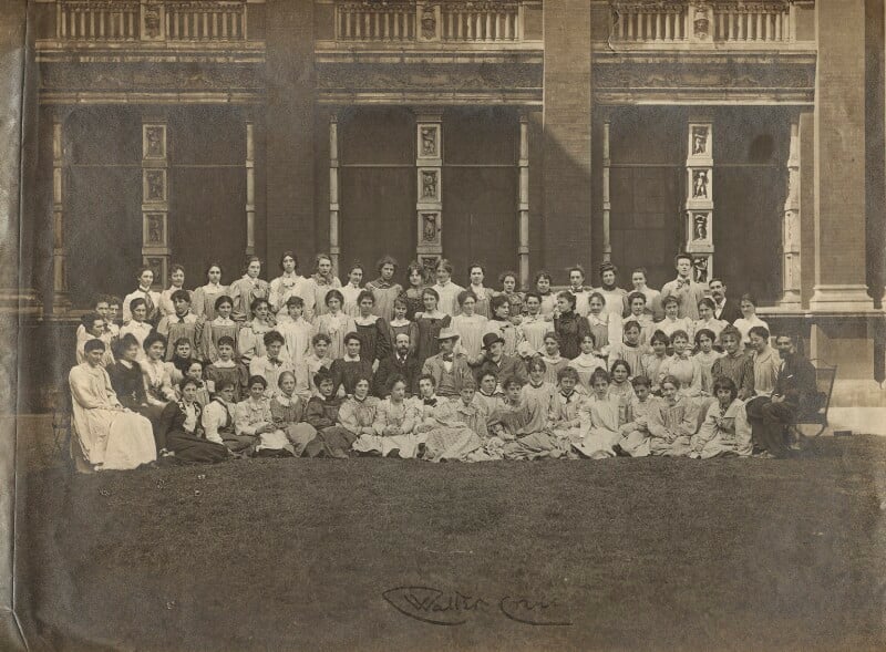 Walter crane with students and teachers of the royal college of art npg x28069