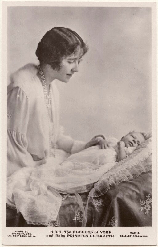 'h.r.h. the duchess of york and baby princess elizabeth' (queen elizabeth, the queen mother; queen elizabeth ii) npg x193260
