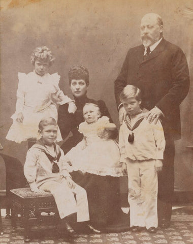King Edward VII and Queen Alexandra with the four children of the Duke and Duchess of Cornwall & York NPG P1700(57a)