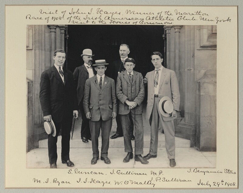 'visit of john j. hayes, winner of the marathon race of 1908, of the irish american athletic club, new york   visit to the house of commons' npg x131231