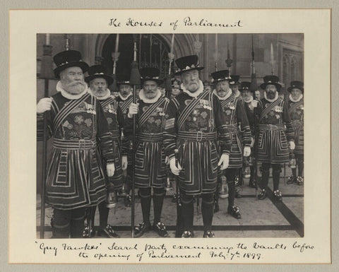 '"Guy Fawkes" Search Party examining the vaults before the opening of Parliament' (19 unknown men) NPG x35179