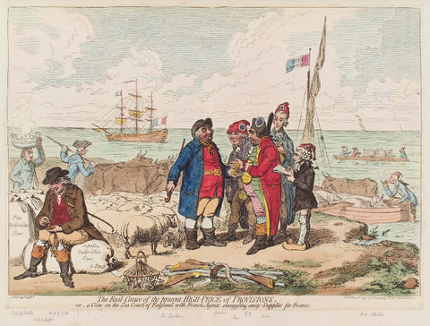 'The real cause of the present high price of provisions, or, a view on the sea coast of England, with French agents, smuggling away supplies for France' NPG D12522