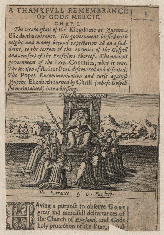 Queen elizabeth i with peers temporal and spiritual ('the entrance of queen elizabeth') npg d21064