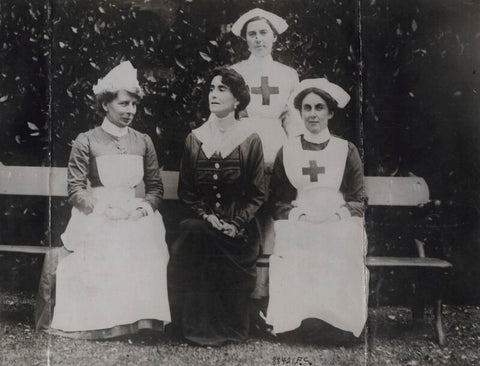 Helena Violet Alice (née Fraser), Countess of Stradbroke; Mabel Jellico; Kathleen Mullock and one unknown nurse NPG x138288