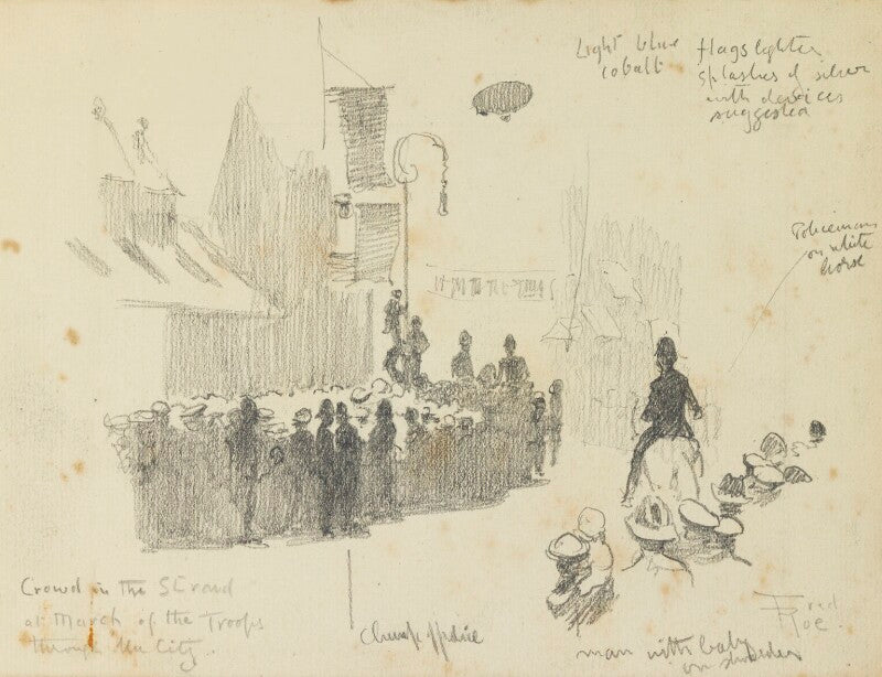 'crowd in the strand'; victory march of the dominion troops (unknown sitters) npg d43130