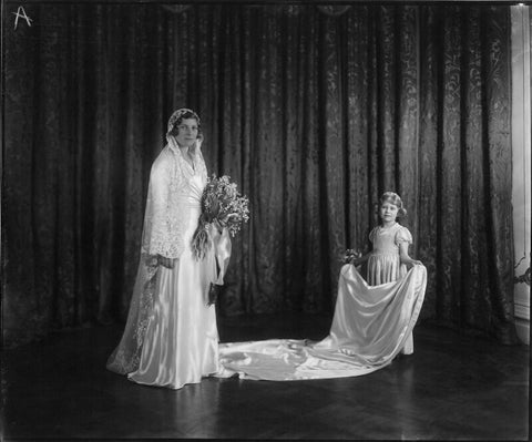Lady May Helen Emma Abel Smith (née Cambridge) and Princess Elizabeth (Queen Elizabeth II) as her bridesmaid NPG x32997