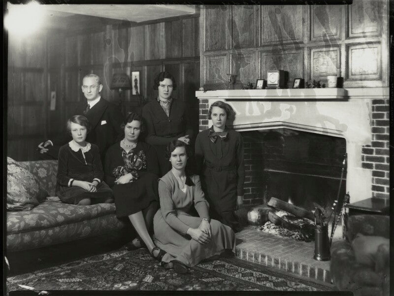 Sir robert charles evans and dorothea grace (née baker), lady evans with their daughters npg x151266