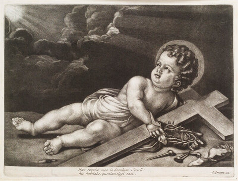 Christ as a Child lying with a cross, crown of thorns and nails NPG D11765