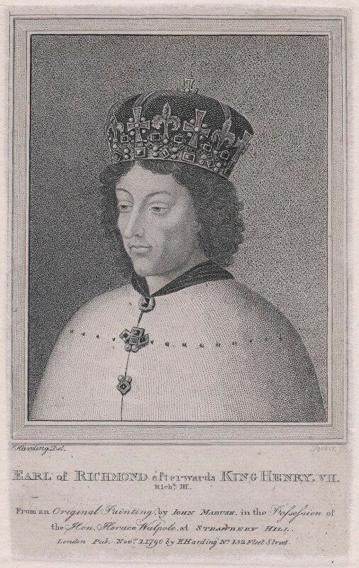 Unknown sitter engraved as king henry vii when earl of richmond npg d9416